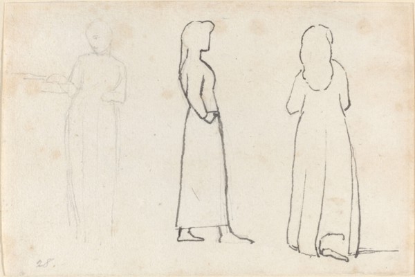 Three Sketches of a Standing Woman, c. 1790. Creator: John Flaxman.