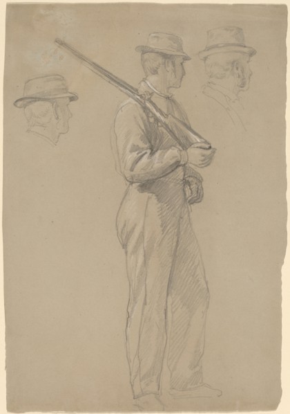 Recruit; Two Studies of Heads, c. 1862. Creator: Daniel Huntington.