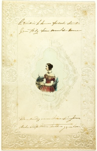Untitled Valentine (Woman in Pink Dress), c. 1840. Creator: Unknown.