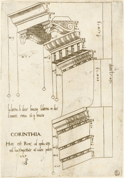 Entablature from the Basilica Ulpia, Rome, 1537. Creator: Master PS.