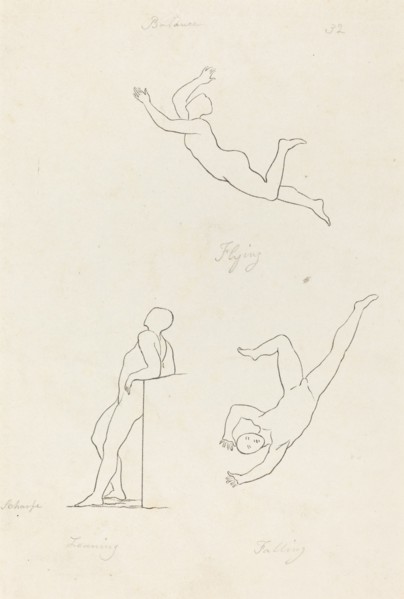 Leaning, Flying and Falling, published 1829. Creator: George Scharf.