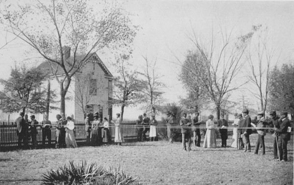 Class in outdoor geometry, 1904. Creator: Frances Benjamin Johnston.