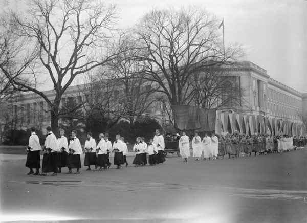 Woman Suffrage at Capitol with Banners, 1917. Creator: Harris & Ewing.