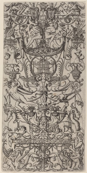 Ornament Panel with a Birdcage, c. 1507. Creator: Nicoletto da Modena.