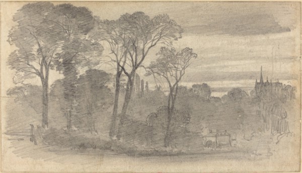 An Evening Landscape with a Distant Cathedral. Creator: Birket Foster.
