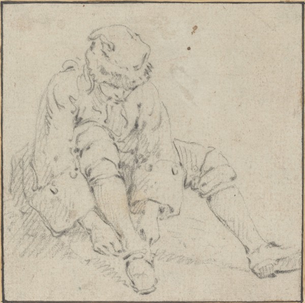 Man Pulling on His Shoe, 1761/1763?. Creator: Jean Baptiste Le Prince.