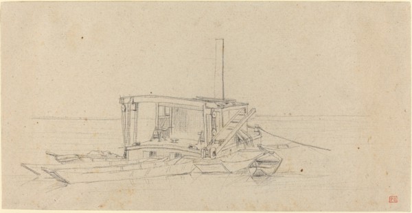 River Dredges and Lighters, probably c. 1850. Creator: Charles Meryon.