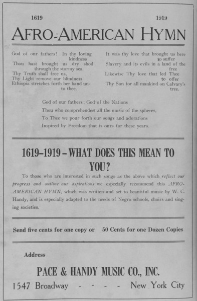 Afro-American Hymn; Music by W. C. Handy, 1918-1922. Creator: Unknown.