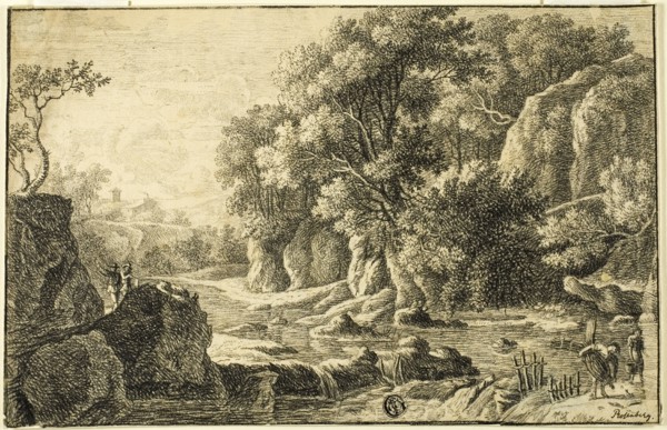 River Landscape with Figures, n.d. Creator: George Frederick Rosenberg.