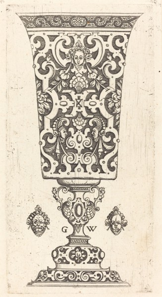 Goblet decorated with masque, published 1579. Creator: Georg Wechter I.