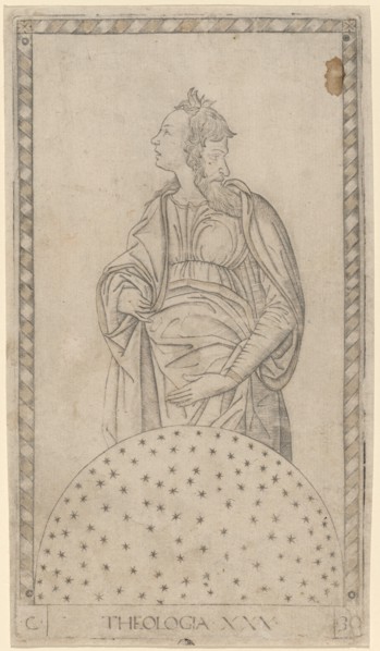 Theologia (Theology), c. 1465. Creator: Master of the E-Series Tarocchi.