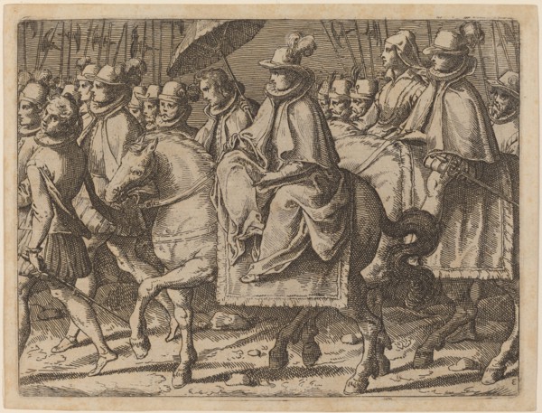 Margaret of Austria on Horseback, 1612. Creator: Raffaello Schiaminossi.