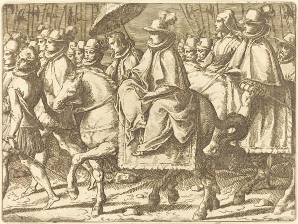 Margaret of Austria on Horseback, 1612. Creator: Raffaello Schiaminossi.
