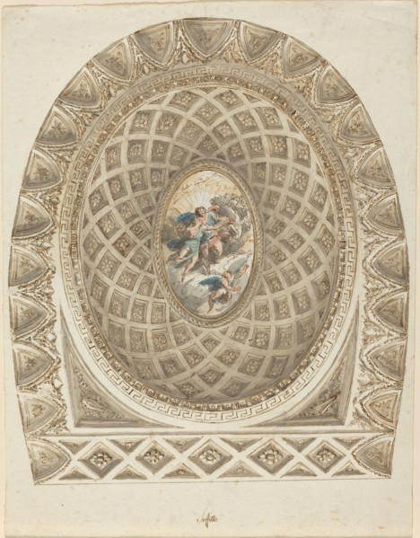 A Coffered Dome with Apollo and Phaeton, c. 1787. Creator: Felice Giani.