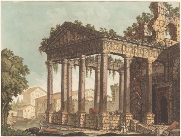 The Temple of Hercules at Cori, c.1784. Creator: Johann Gottlieb Prestel.