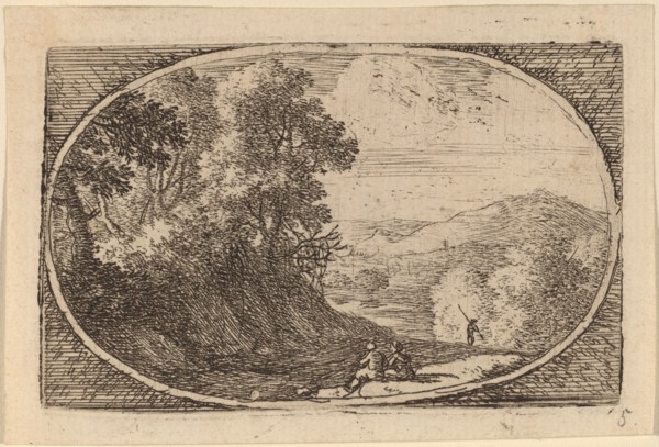 Two Figures Seated to the Right of a Road. Creator: Herman van Swanevelt.