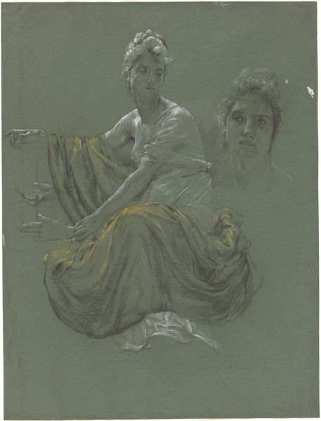 Elegant Young Woman in Classical Drapery, c. 1895. Creator: Otto Greiner.