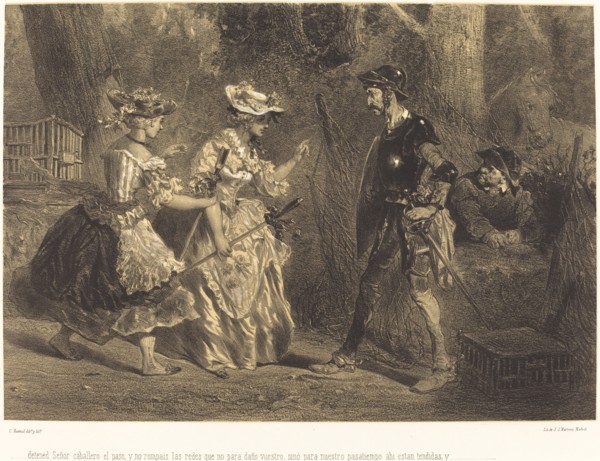 ...detened Señor caballero el paso..., c. 1855. Creator: Célestin Nanteuil.