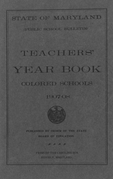 Teachers' year book colored schools, title page, 1907-08. Creator: Unknown.