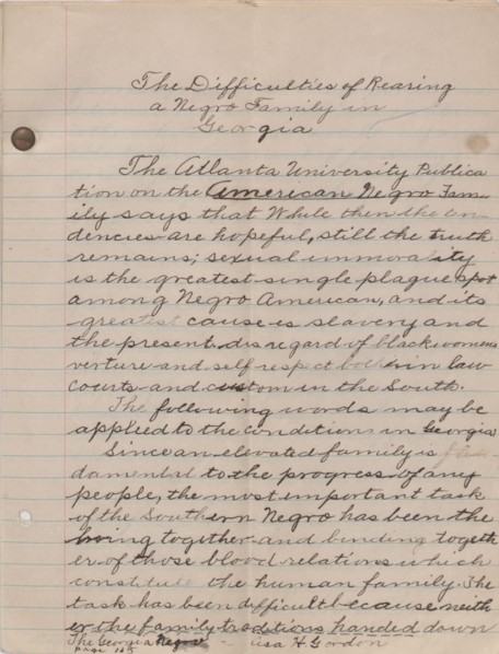 The Difficulty of Rearing a Negro Family in Georgia, 1940. Creator: Unknown.