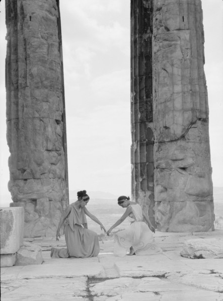 Kanellos dance group at ancient sites in Greece, 1929 Creator: Arnold Genthe.