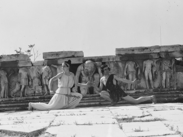 Kanellos dance group at ancient sites in Greece, 1929 Creator: Arnold Genthe.