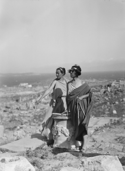 Kanellos dance group at ancient sites in Greece, 1929 Creator: Arnold Genthe.