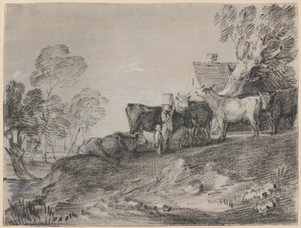 Landscape with Cattle by a Cottage, late 1770s. Creator: Thomas Gainsborough.
