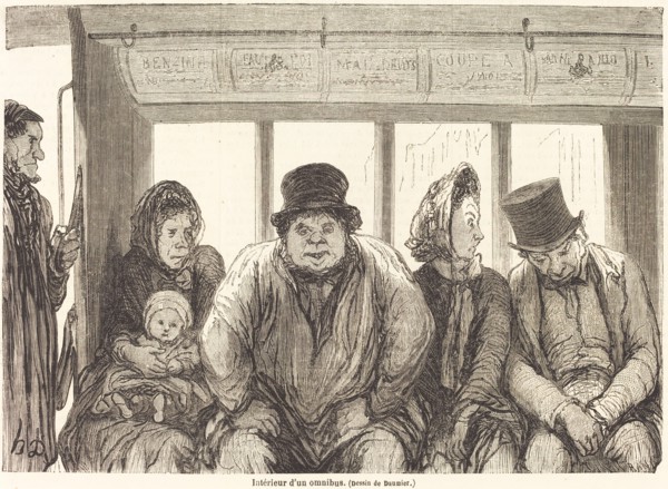 Interieur d'un omnibus [bottom half], published 1864. Creator: Charles Maurand.