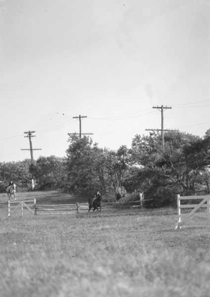 Horse show or show jumping event, between 1911 and 1942. Creator: Arnold Genthe.