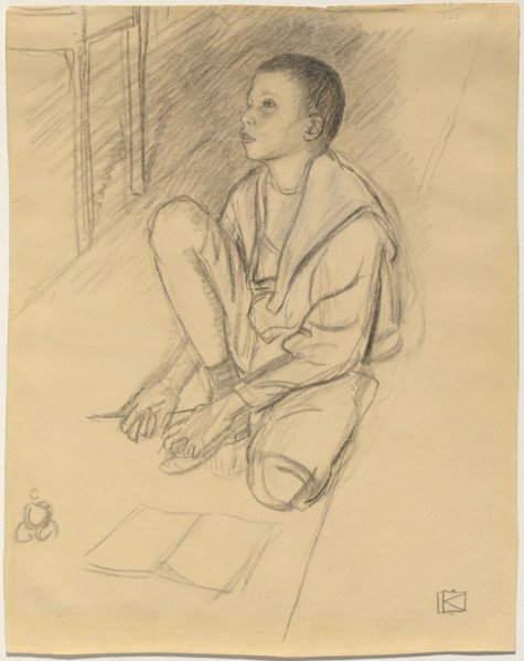 The Artist's Son Wolf Crouching on the Floor, 1900. Creator: Leopold Kalckreuth.