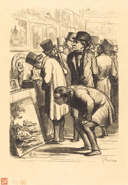 Une Salle de l'hotel Drouot un jour d'exposition, 1862. Creator: Charles Maurand.