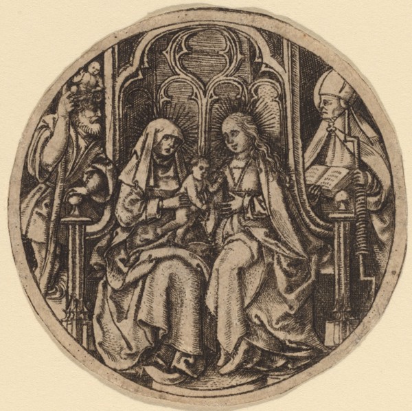 Madonna and Child with Saints Christopher and Erasmus, c. 1480. Creator: Unknown.