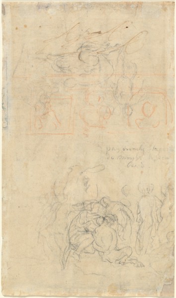 Sheet of Studies with the Drunken Pan and Nymphs [verso]. Creator: Jacob Jordaens.