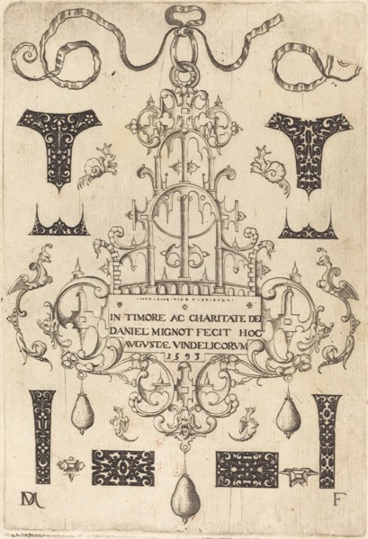 Title Page: Pendant, Surrounded by Eight Small Studs, 1593. Creator: Daniel Mignot.