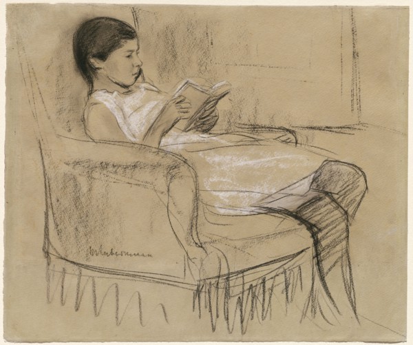 The Artist's Daughter Käthe Reading in a Chair, 1893/1895. Creator: Max Liebermann.
