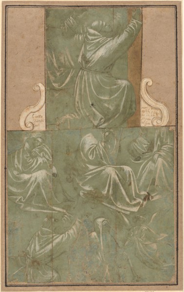 Studies of Saint Francis Kneeling and Other Figures, c. 1390/1410. Creator: Unknown.