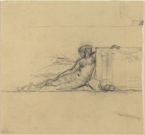 Seated Female Figure for "San Francisco", probably c. 1856. Creator: Charles Meryon.