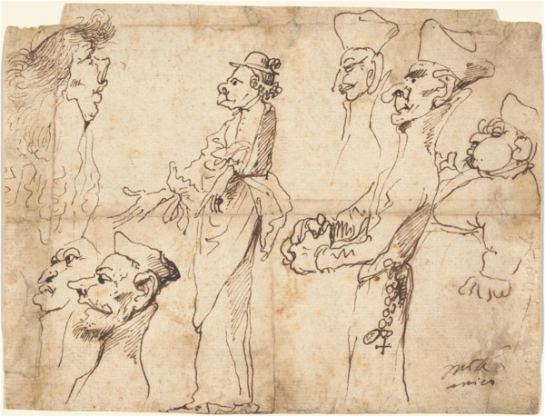 Caricatures of Clerics and Priests, 1640s or 1650s(?). Creator: Pier Francesco Mola.