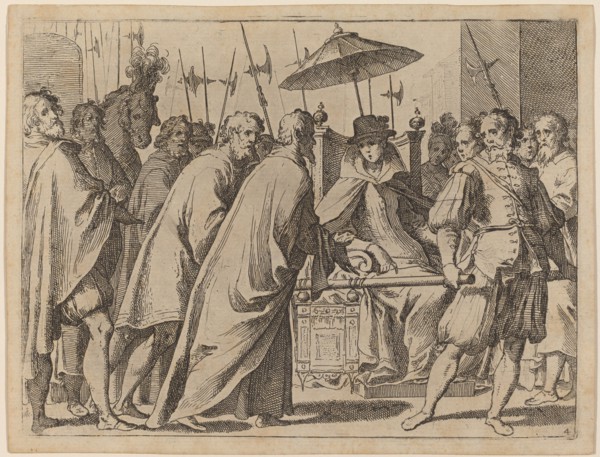 Margaret of Austria Being Carried in a Chaise, 1612. Creator: Raffaello Schiaminossi.