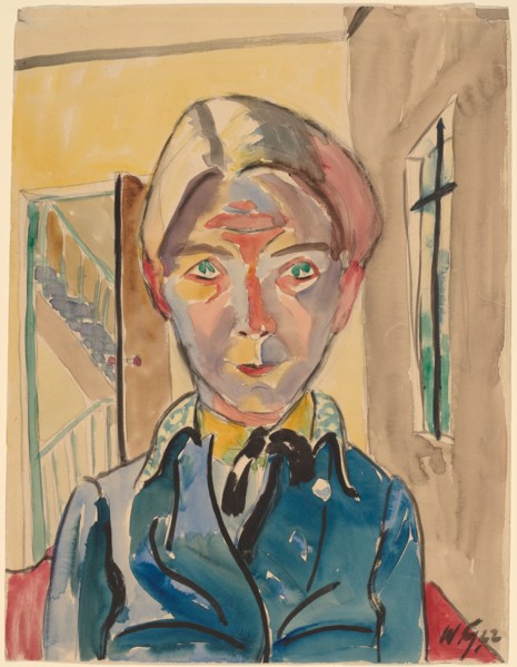 Self-Portrait in Front of Stairs (Selbst vor Treppe), 1922. Creator: Walter Gramatté.