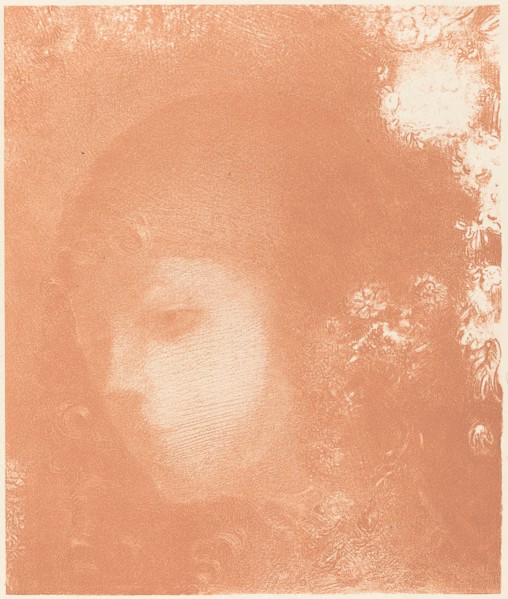 Tete d'Enfant avec Fleurs (Head of a Child with Flowers), 1897. Creator: Odilon Redon.