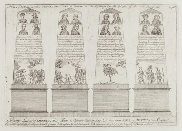 The Obelisk under the Liberty Tree, Boston, 1766 (printed 1973). Creator: Paul Revere.