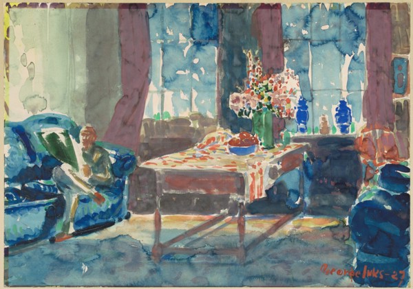 Self-Portrait: Interior of My New York Apartment, 1927. Creator: George Benjamin Luks.