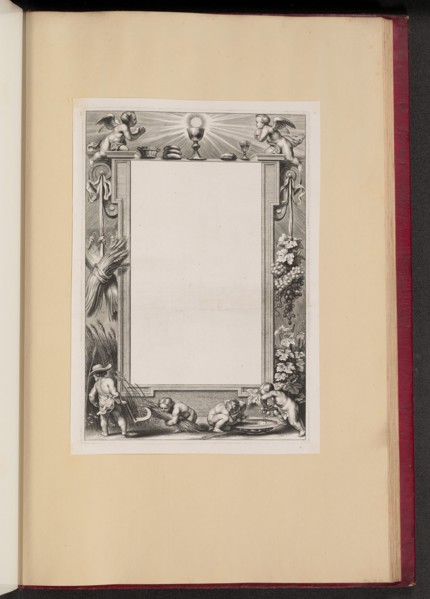 Border Illustration with Putti Harvesting Offerings to God, 1613/1646. Creator: Unknown.
