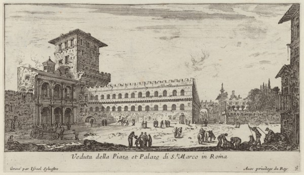 Veduta della Piaza et Palazo di St. Marco in Roma, 1640-1660. Creator: Israel Silvestre.