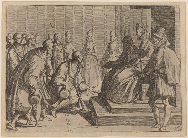 Margaret of Austria Giving Audience to a Nobleman, 1612. Creator: Raffaello Schiaminossi.