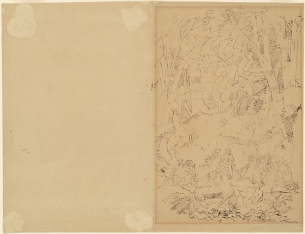 Eighteenth-Century Colonist Preaching to Indians, 1852. Creator: Emanuel Gottlieb Leutze.