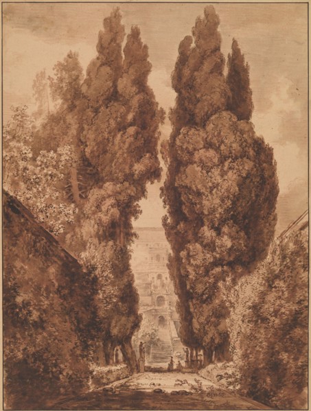 The Avenue of Cypresses at Villa d'Este, 1760 and c. 1765. Creator: Jean-Honore Fragonard.