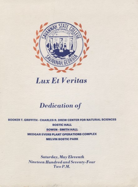 Dedication of new buildings at the Savannah State College, Georgia, 1974.  Creator: Unknown.